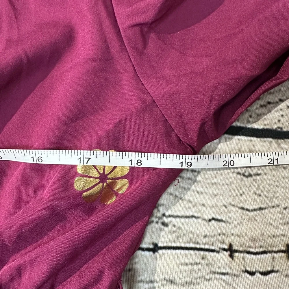 SHEIN Maroon Maxi Dress/Abaya with Gold Floral Accents - Picture 7 of 10